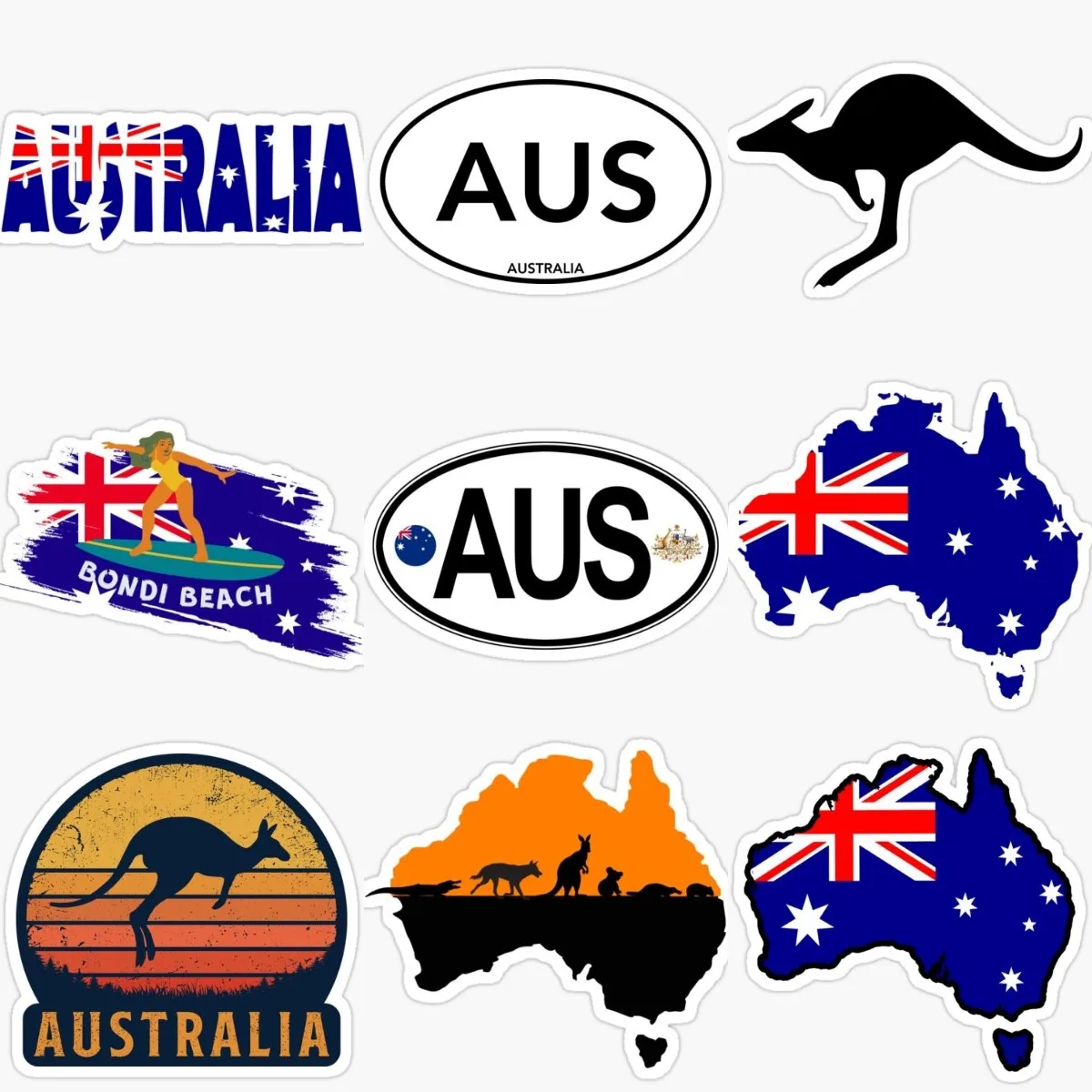 Car Accessories Australia - Autocollant créatif en PVC kangourou, drapeau