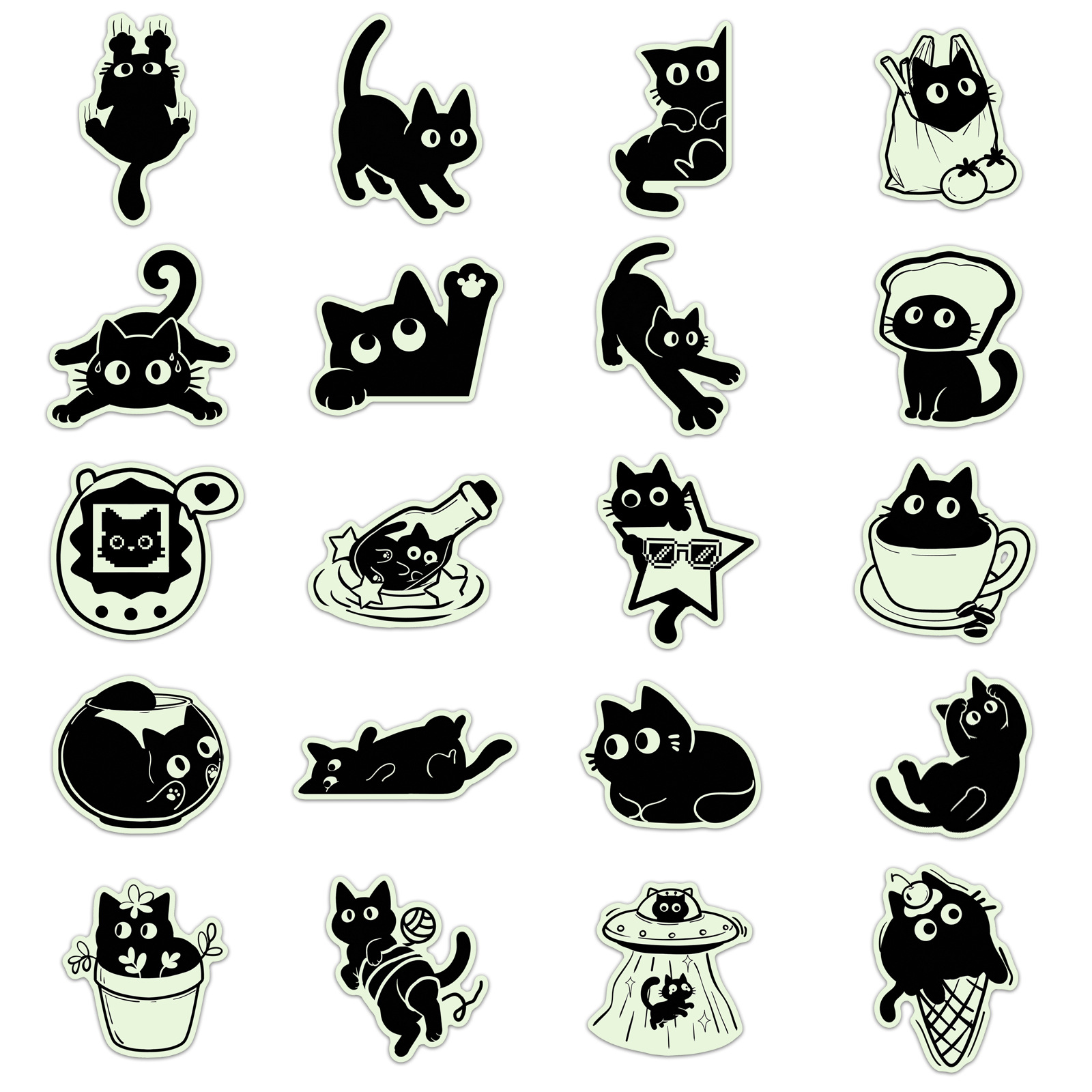 20 autocollants chat noir phos - Car Accessories List avis et prix